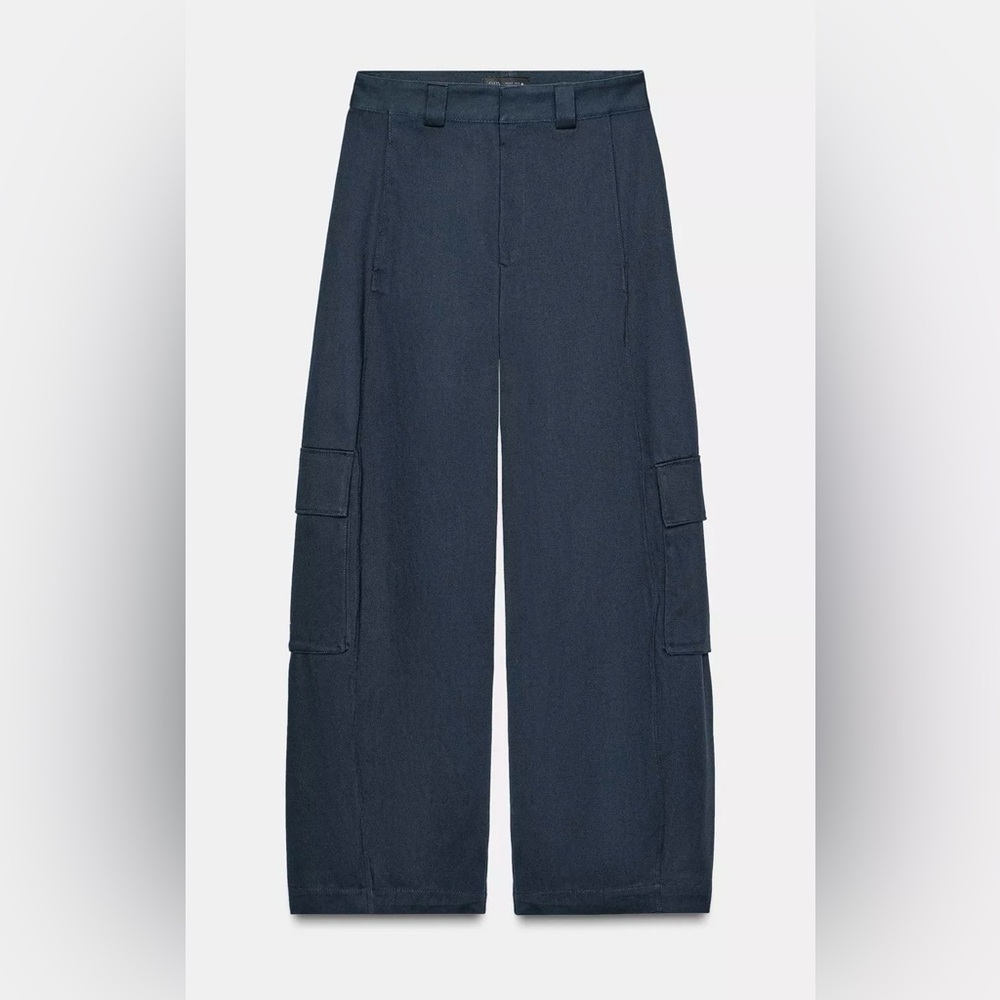 Zara pants Women's Mid rise Navy Wide-Leg Pants Xs (but feels like Small) - Picture 2 of 3